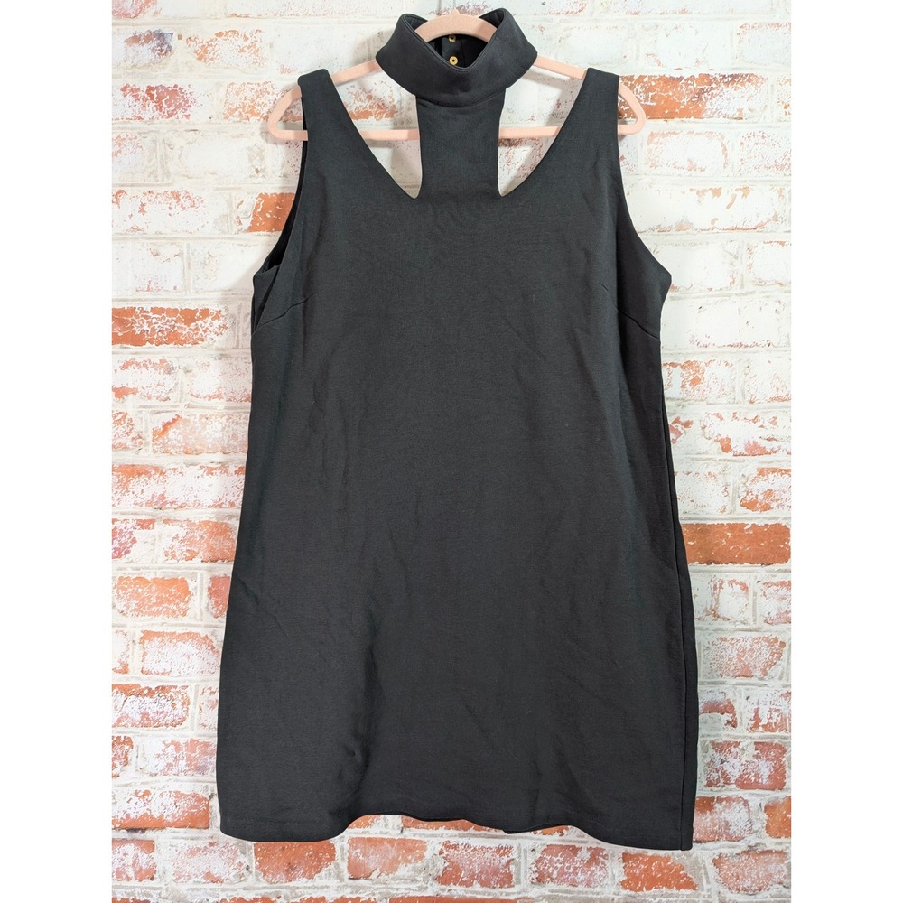 Terea Andrea Pitter Mini‎ Dress Womens XL Black High Neck Choker Cutout Shift